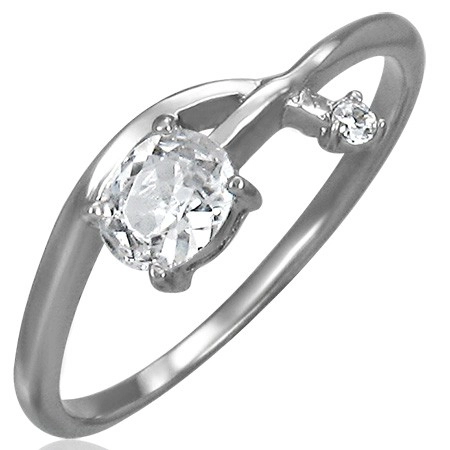 Zásnubní prsten - propletená zirkonová šipka - Velikost: 52