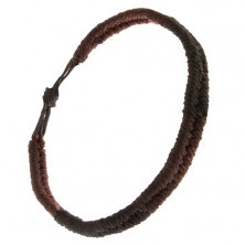 Náramek ze šňůrek, pásy černé a čokoládové barvy, vzor rybí ocas