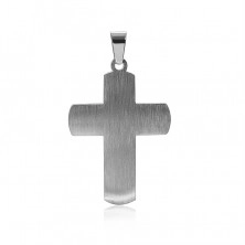 Ocelový přívěsek s matným povrchem, stříbrný kříž
