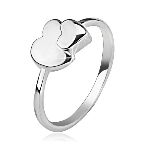 Prsten ze stříbra 925, asymetrické a symetrické srdce - Velikost: 58