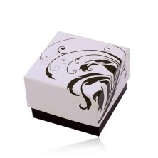 Dárková krabička na šperk, černobílý motiv popínavých listů