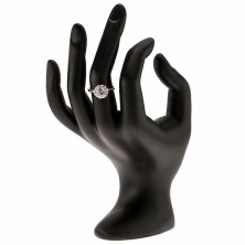 Prsten ze stříbra 925, okrouhlý čirý kamínek se zirkonovým lemem