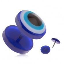 Okrouhlý akrylový fake plug do ucha, modré oko