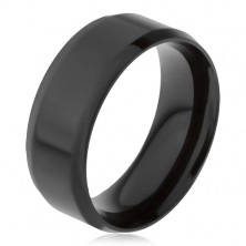 Ocelový prsten černé barvy, zkosené okraje
