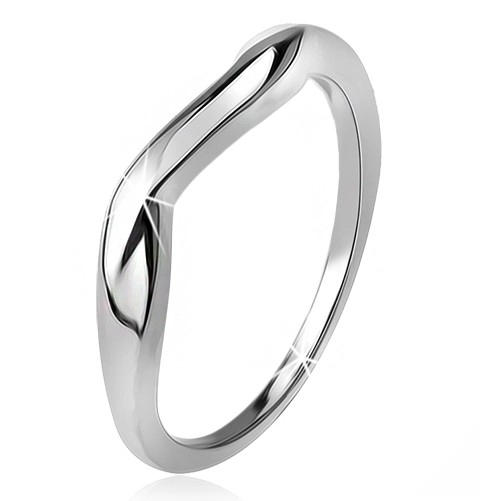 Zvlněný prsten, hladká ramena, vlna, stříbro 925 - Velikost: 62