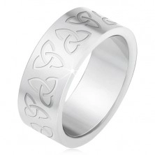 Ocelový prsten s gravírovanými keltskými symboly, Triquetra