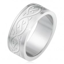 Ocelový prsten, matný gravírovaný pás s keltským motivem