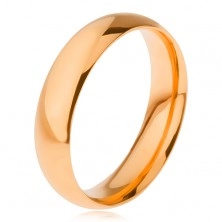 Hladký lesklý prsten z oceli 316L, zlatá barva, 5 mm