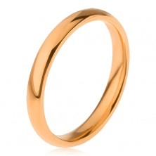 Ocelový prsten zlaté barvy, hladký lesklý povrch, 3 mm