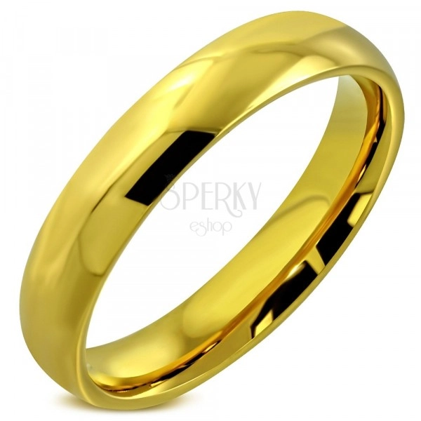 Ocelový prsten s lesklým hladkým povrchem zlaté barvy, 4 mm