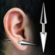 Ocelový piercing do ucha, rovný s hroty, různé velikosti