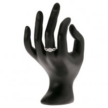 Prsten ze stříbra 925 - obrys zirkonového kruhu a slziček, čirý kamínek