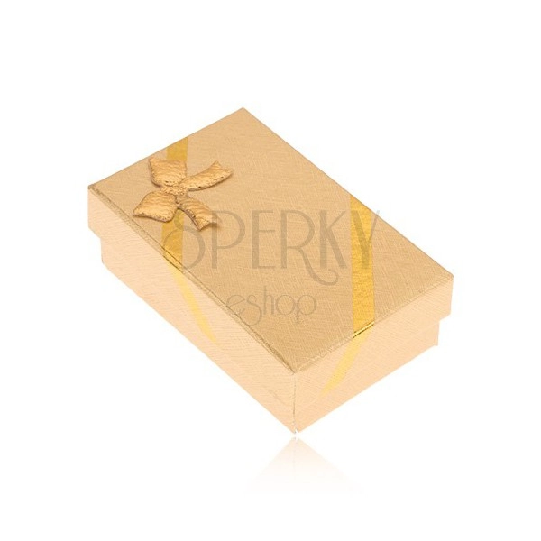 Krabička na náušnice a prsten, vzhled tkaniny zlaté barvy, mašle