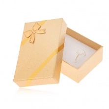 Krabička na náušnice a prsten, vzhled tkaniny zlaté barvy, mašle