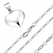 Náhrdelník ze stříbra 925 - přívěsek trojrozměrného srdce, blyštivý řetízek