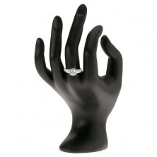Stříbrný 925 prsten, čirý zirkon s lemem, zirkonová ramena