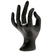 Prsten s čirým okrouhlým kamenem, zirkonové smyčky, stříbro 925