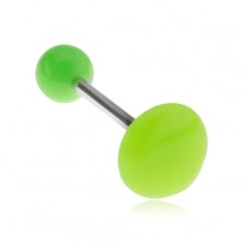 Neonově zelený piercing do jazyka, lesklý hladký kruh