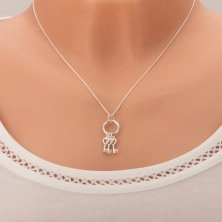 Stříbrný 925 náhrdelník - řetízek a tři klíčky na kroužku, MUM
