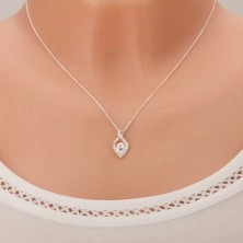 Stříbrný 925 náhrdelník - řetízek a zakroucená zirkonová slza, matka a dítě