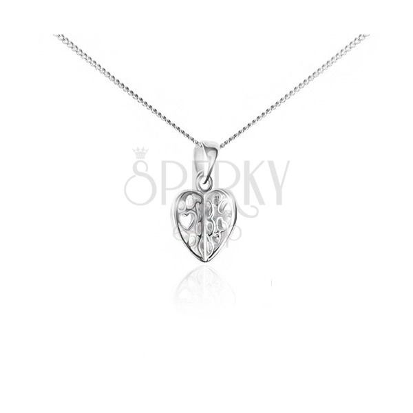 Náhrdelník ze stříbra 925 - řetízek a přívěsek, vyřezávané srdce