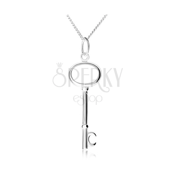 Stříbrný 925 náhrdelník, řetízek a přívěsek ve tvaru klíče