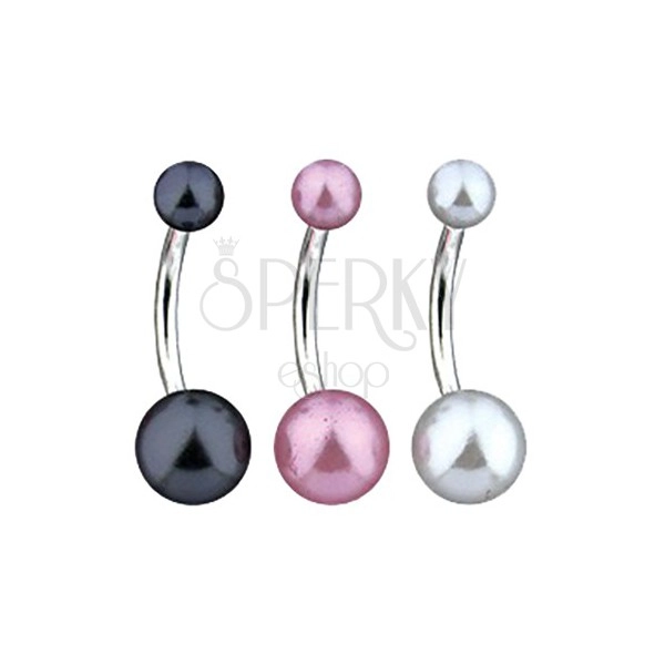 Piercing do bříška - barevná perlová kulička