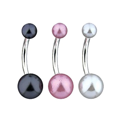 Piercing do bříška - barevná perlová kulička - Barva piercing: Černá
