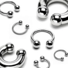 Půlkruhový piercing z chirurgické oceli, kuličky