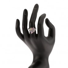 Prsten s větvičkou s čirými a barevnými zrníčkovitými kamínky