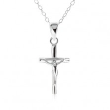 Řetízek a přívěsek s Ježíšem na kříži - náhrdelník ze stříbra 925