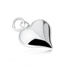 Stříbrný 925 přívěsek ve tvaru souměrného srdce, lesklý, vypouklý, hladký 