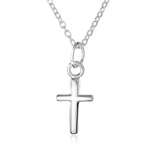 Nastavitelný stříbrný 925 náhrdelník, latinský kříž na řetízku z oválných oček