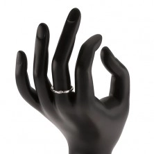 Lesklý prsten s čirými zirkony, zakřivená ramena, ze stříbra 925