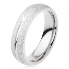 Třpytivý prsten z titanu, lesklý zářez po délce, stříbrná barva