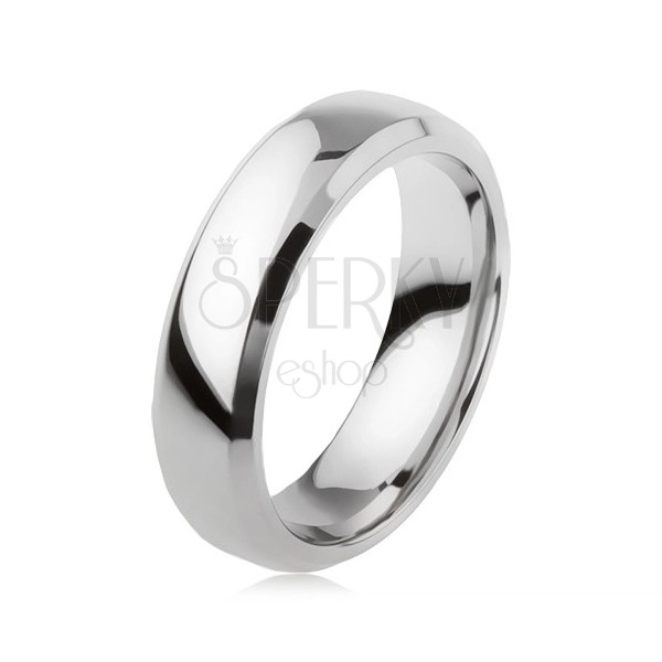 Prsten z titanu, stříbrná barva, lesklý povrch, zbroušené okraje