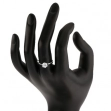 Stříbrný zásnubní prsten 925, kulatý čirý zirkon, úzká ramena