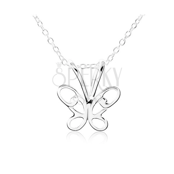 Stříbrný náhrdelník 925, motýlek s vyřezávanými křídly