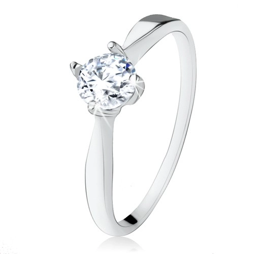Zásnubní stříbrný prsten 925, broušený čirý zirkon, úzká ramena - Velikost: 48
