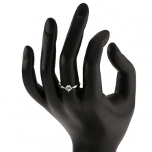 Zásnubní stříbrný prsten 925, broušený čirý zirkon, úzká ramena