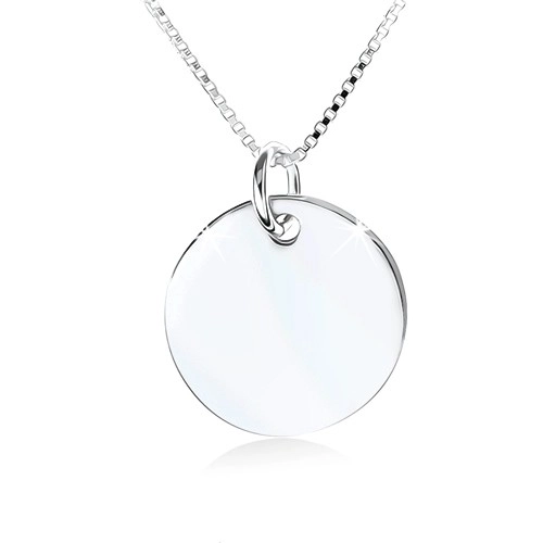 Levně Stříbrný náhrdelník 925, zrcadlově lesklá kruhová známka bez vzoru