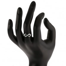 Stříbrný zásnubní prsten 925, ležící osmička, čiré zirkony