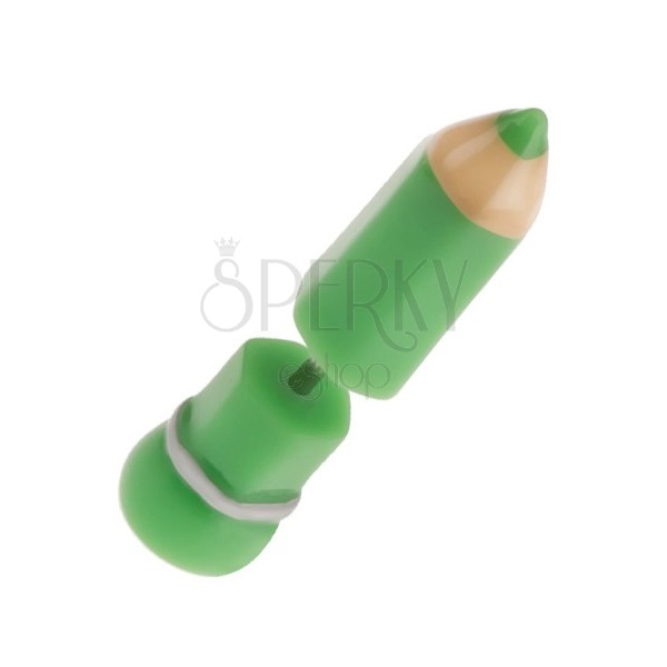 Akrylový fake plug do ucha, zelená tužka