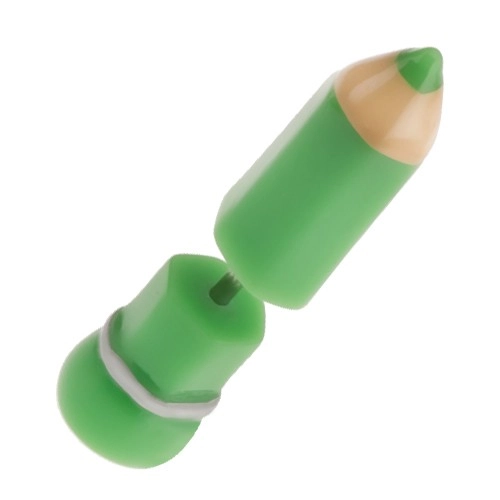 Levně Akrylový fake plug do ucha, zelená tužka