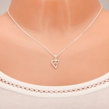 Stříbrný náhrdelník 925, dvojitý obrys asymetrického srdce