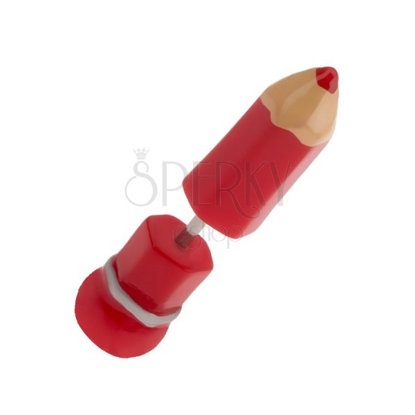 Falešný plug do ucha z akrylu, červená tužka