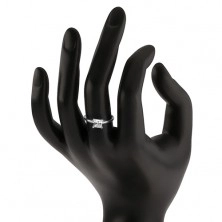 Zásnubní prsten ze stříbra 925, zirkonový čtverec, úzká ramena