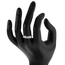 Stříbrný zásnubní prsten 925, pět šikmých pásků s čirými zirkony