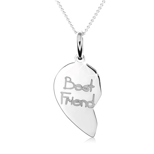Levně Dvojitý stříbrný náhrdelník 925, dvojpřívěsek ve tvaru srdce, nápis "Best Friend"