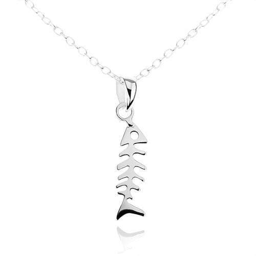 Stříbrný náhrdelník 925, jemný řetízek, lesklá a plochá rybí kost